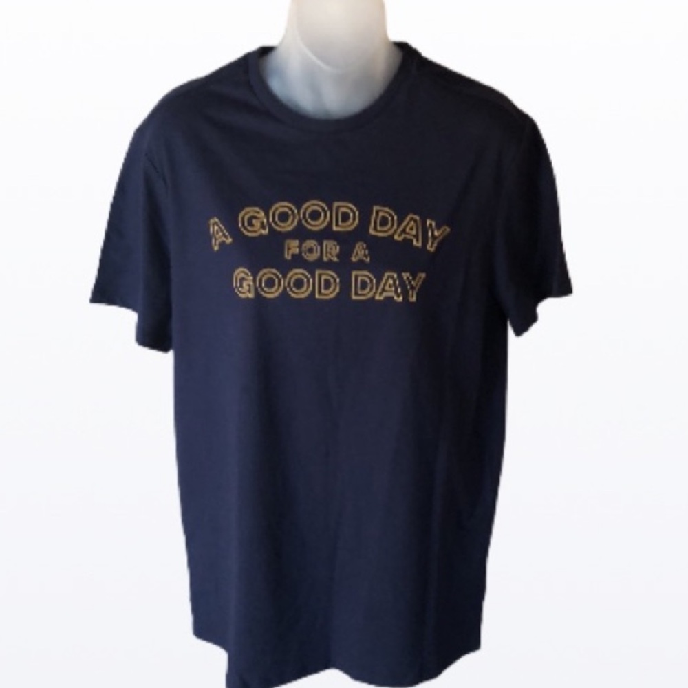 Size medium unisex navy blue logo short sleeved good fellows tee shirt NWT